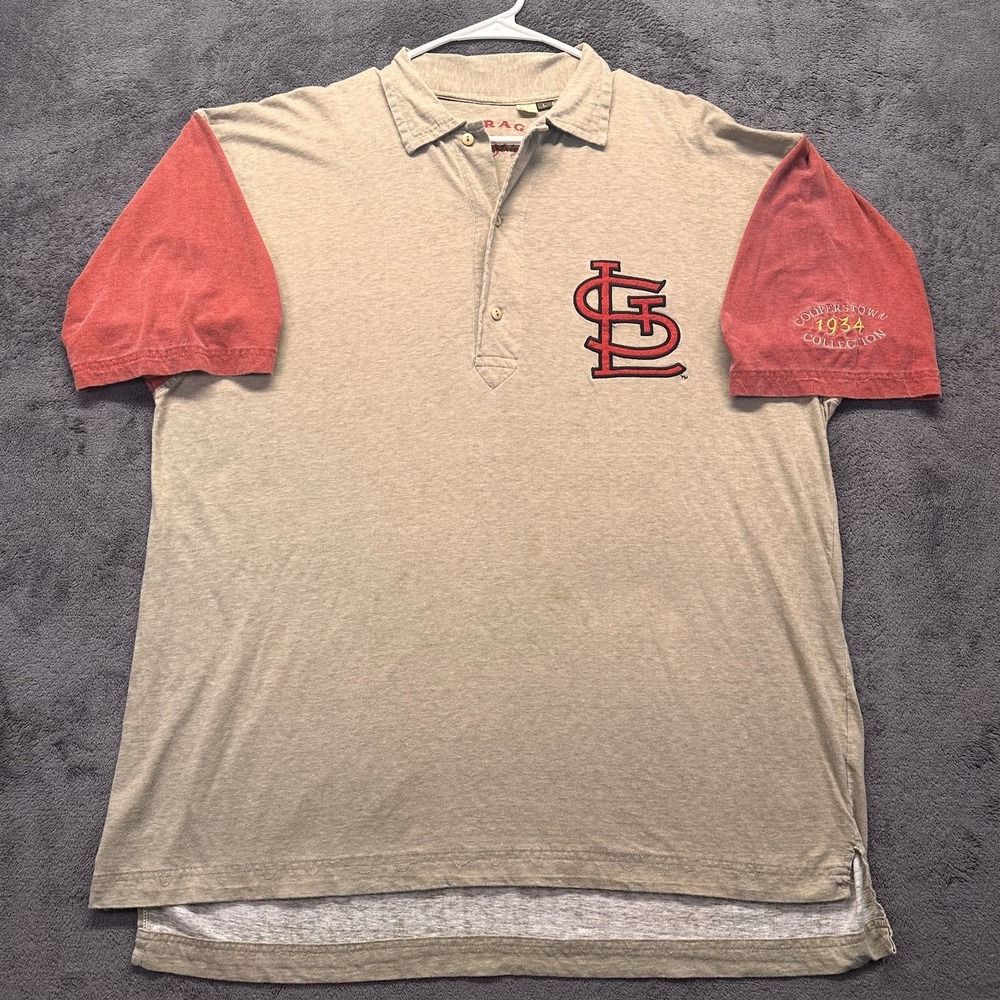 St Louis Cardinals Shirt Mens Large Mirage First String Cooperstown 1934 Polo